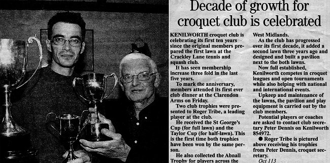 newspaper jpeg_edited-1.jpg - Newspaper cutting for the 10yr Celebration of Keniklworth CC - Oct 1999